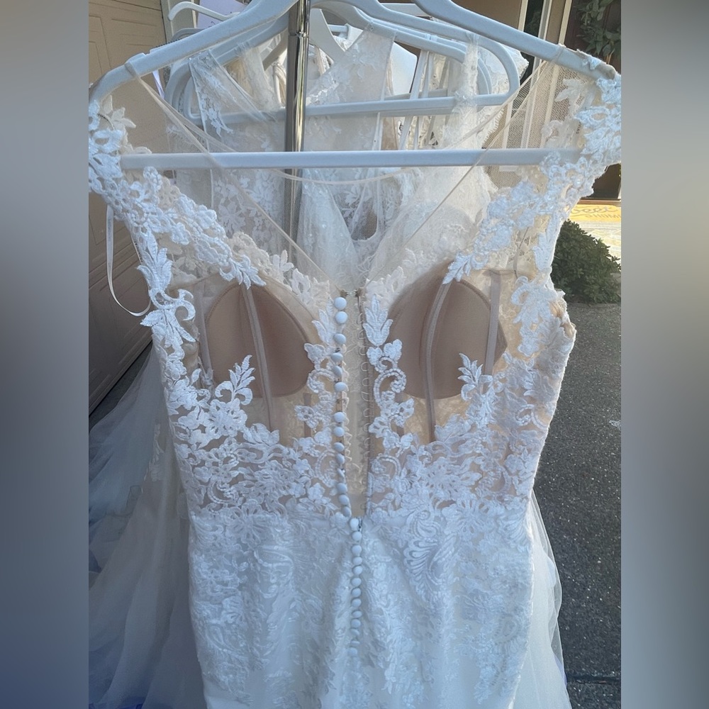 Pronovias Elegant Lace Wedding Dress in White - Picture 4 of 7